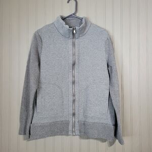 Marc Anthony Full Zip Sweater Mock Neck Knit Trim Slim Fit Gray Men’s Medium